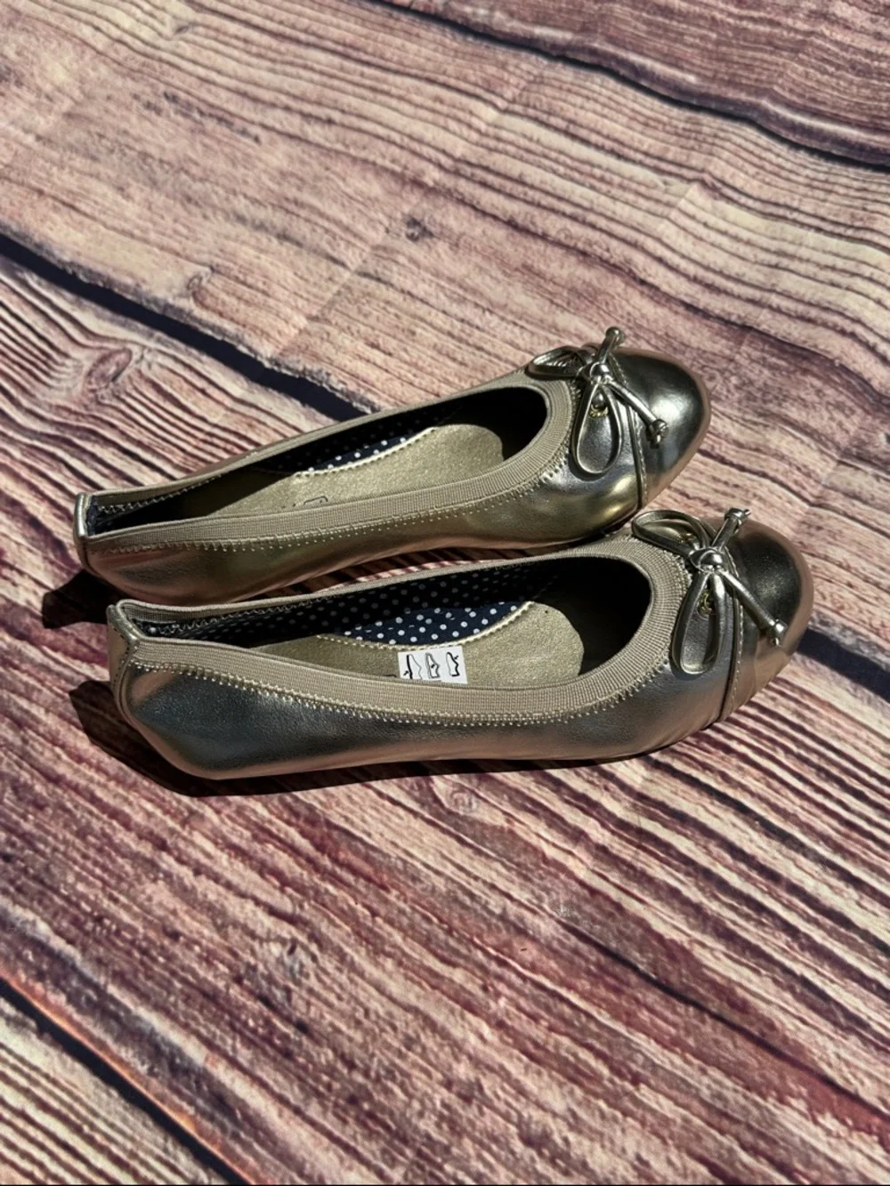 Sperry girl’s Metallic Gold Ballet Flats with Bow